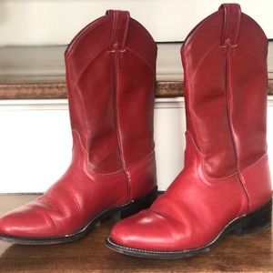 Vintage Red Leather Roper Women’s Boots by Laredo